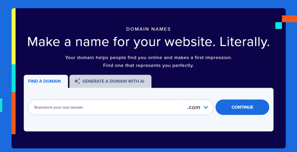 Bluehost's domain name generator