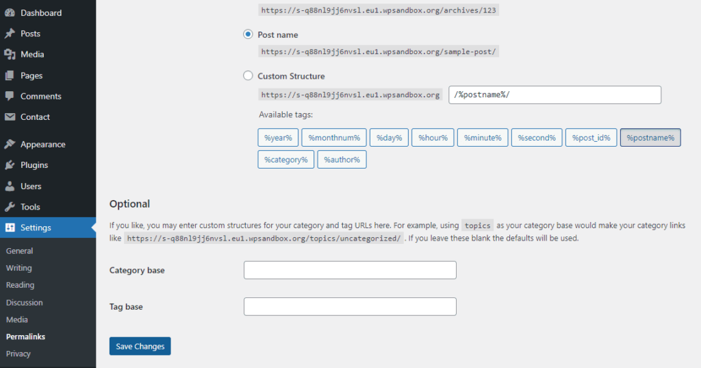 Reset via WordPress.