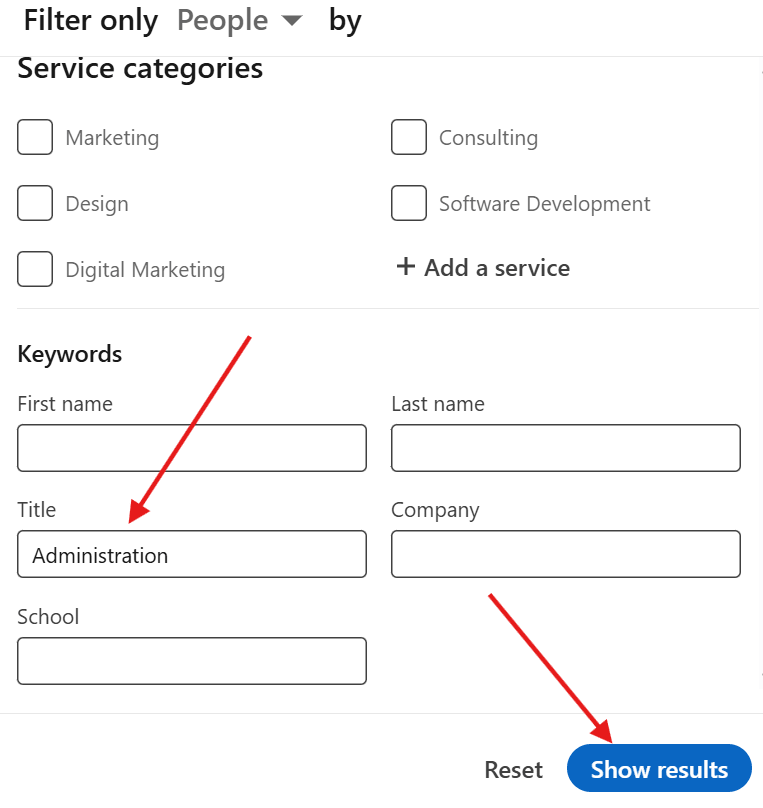 Add employee filter on LinkedIn